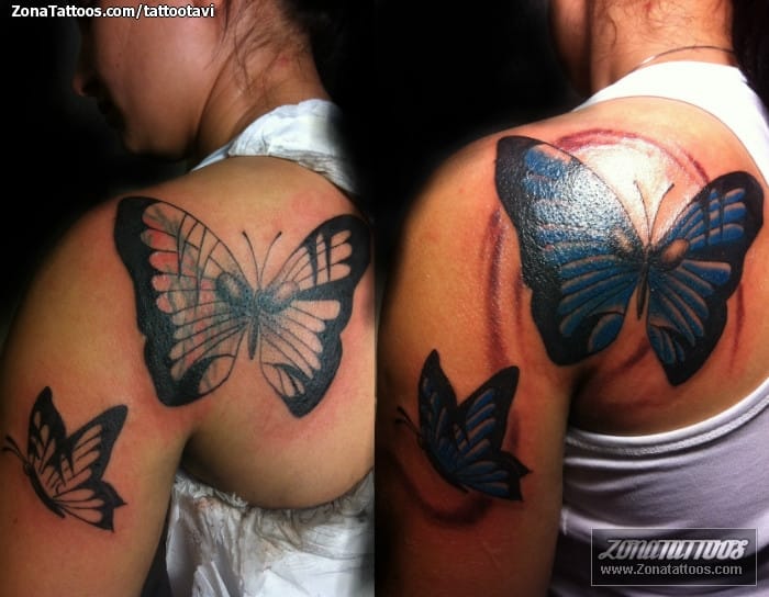 Tattoo photo Butterflies, Insects, Cover Up