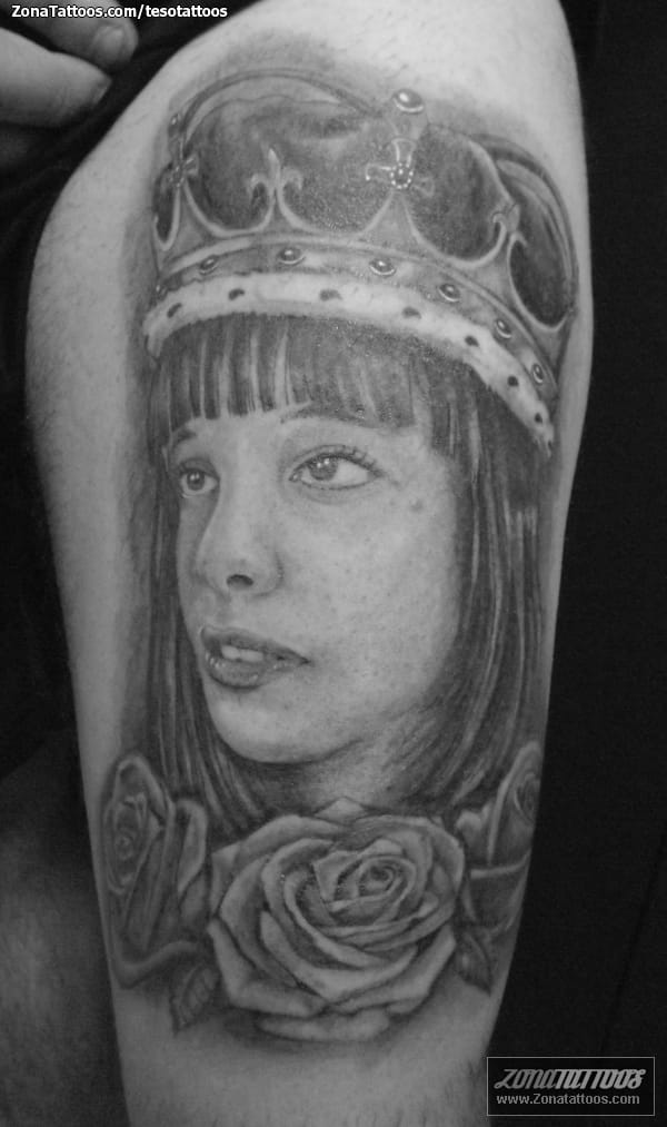 Tattoo photo Portraits, Crowns, Roses