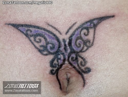 Foto de tatuaje Mariposas, Ombligo, Insectos