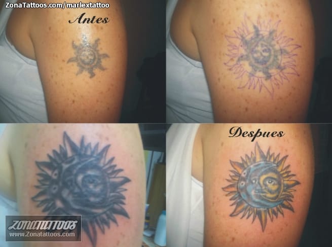 Foto de tatuaje Cover Up, Lunas, Soles