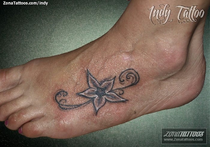 Tattoo photo Flowers, Instep, Foot