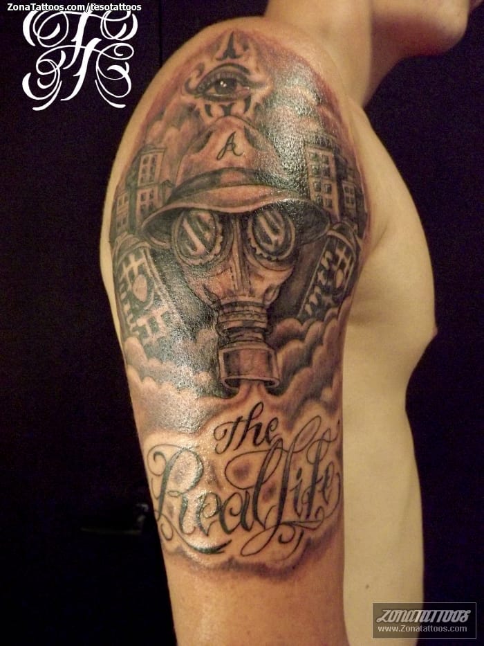 Tattoo photo Chicanos, Masks, Buildings