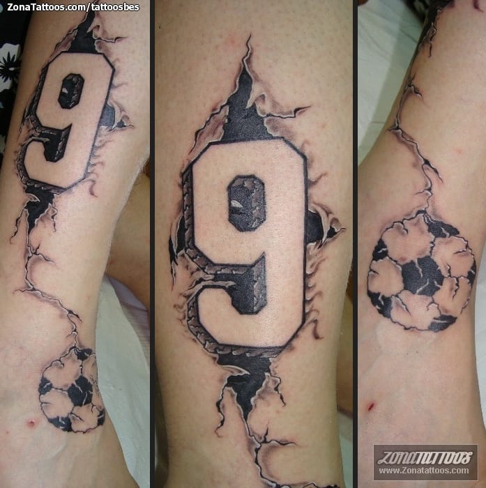 Foto de tatuaje Grietas, Números, Fútbol