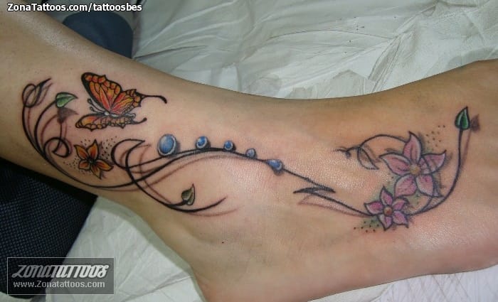 Tattoo photo Flourish, Ankle, Butterflies