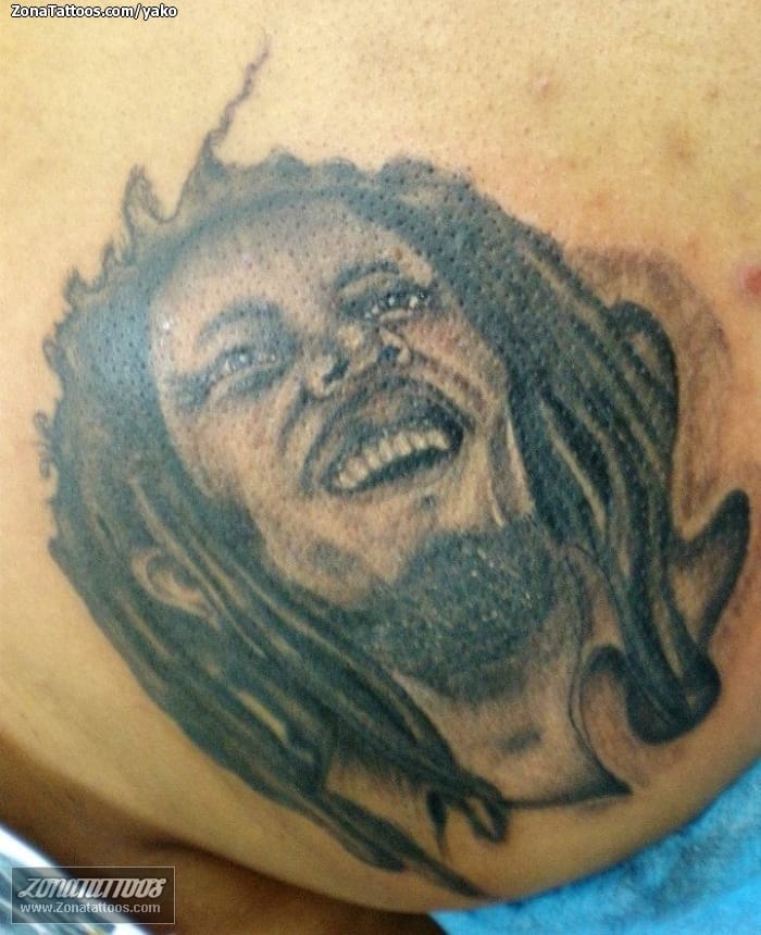 Foto de tatuaje Bob Marley, Retratos