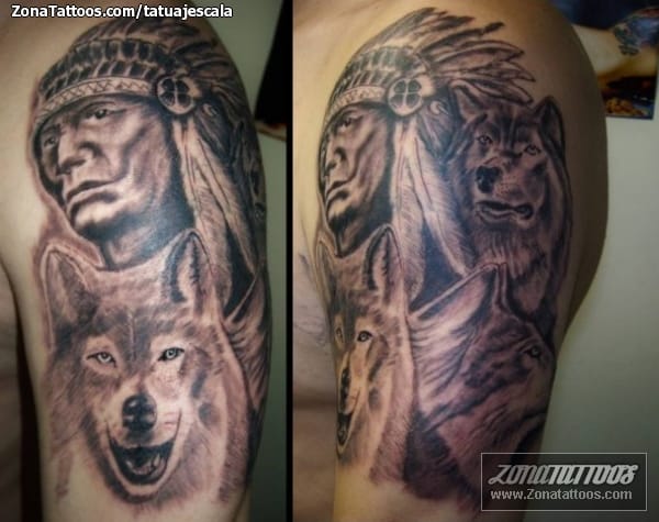 Tatuaje de Indios, Lobos, Animales