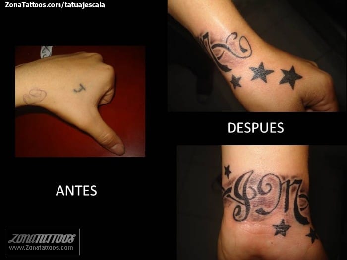 Foto de tatuaje Cover Up, Estrellas, Iniciales