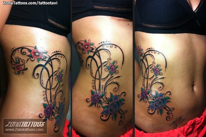 Foto de tatuaje Flores, Filigranas