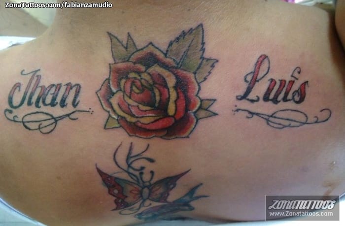 Tattoo photo Letters, Names, Roses