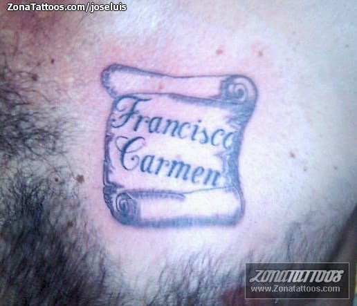 Foto de tatuaje Pergaminos, Letras, Nombres