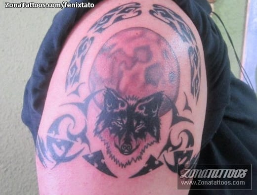 Tattoo photo Wolfs, Moons, Animals