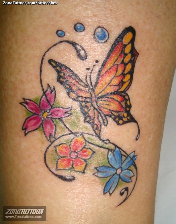 Foto de tatuaje Flores, Mariposas, Insectos