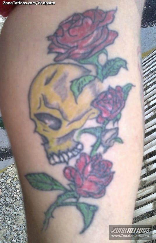 Tattoo photo Flowers, Roses, Skulls