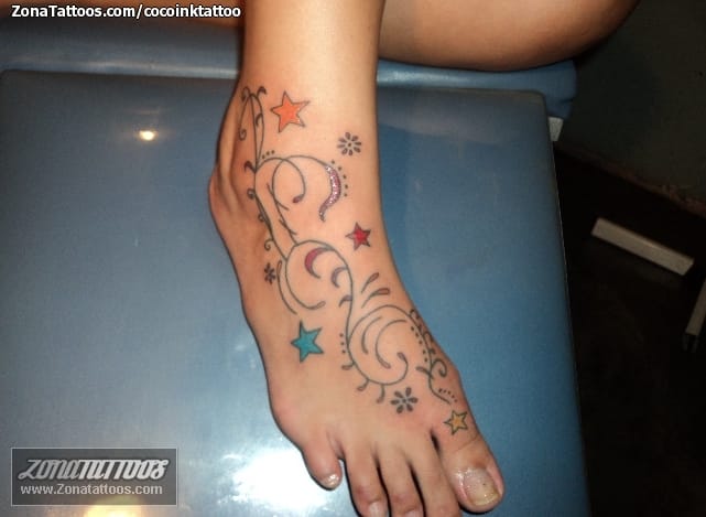 Tattoo photo Vines, Instep, Foot