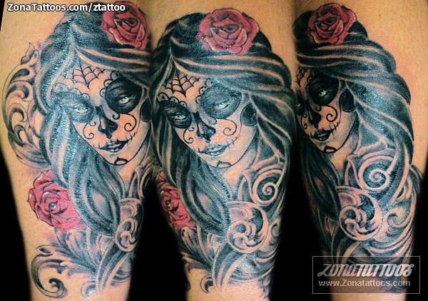 Tattoo photo Catrina, Roses, Ornaments