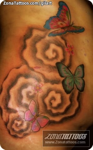 Tattoo photo Butterflies, Clouds, Insects