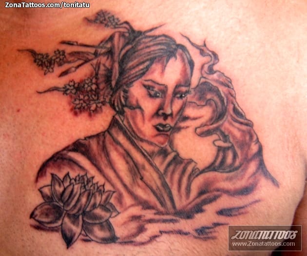 Foto de tatuaje Pecho, Geishas, Orientales