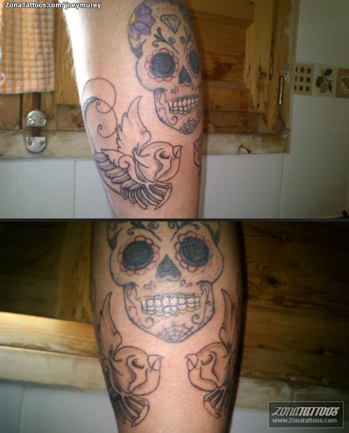 Foto de tatuaje Sugar Skull, Golondrinas