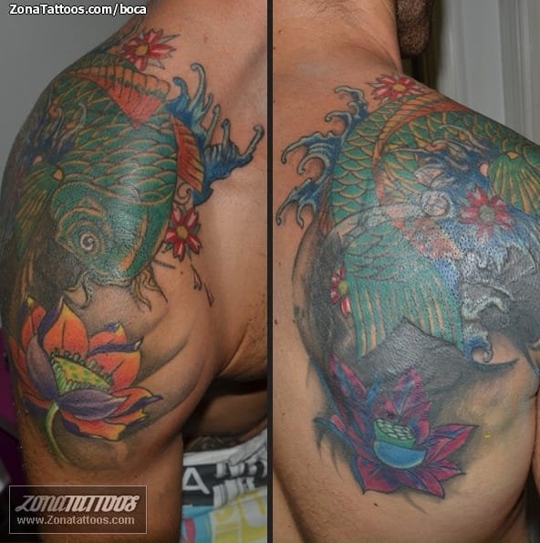 Foto de tatuaje Cover Up, Koi, Peces