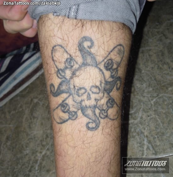 Foto de tatuaje Calaveras, Skate