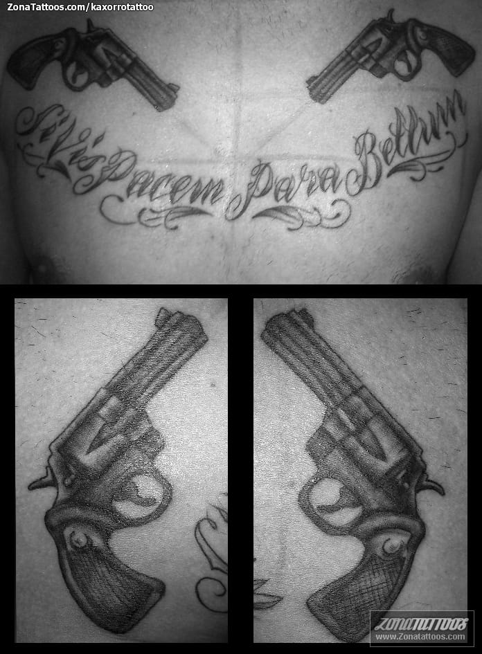 Foto de tatuaje Pecho, Pistolas, Armas