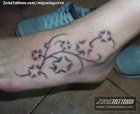 Tattoo photo Stars, Flourish, Instep