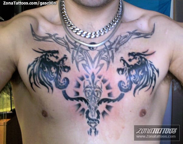 Foto de tatuaje Dragones, Tribales, Pecho