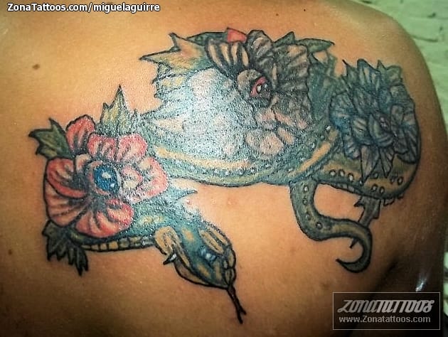 Foto de tatuaje Serpientes, Flores, Animales