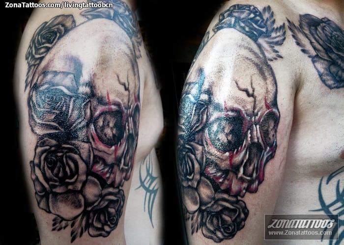 Tattoo photo Roses, Skulls