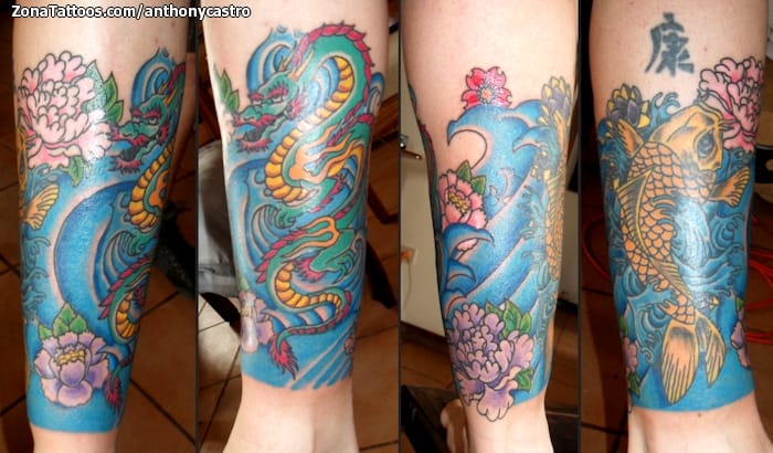 Foto de tatuaje Orientales, Dragones, Koi