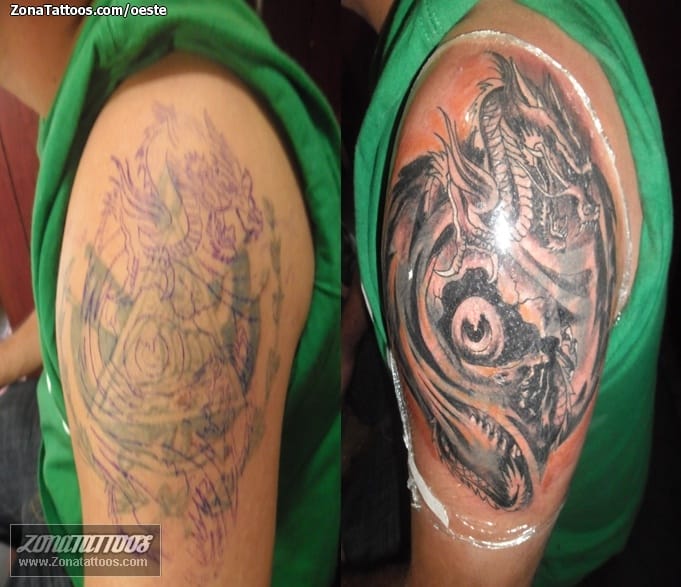 Foto de tatuaje Calaveras, Dragones, Cover Up