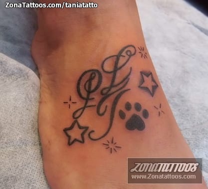 Tattoo photo Initials, Instep, Footprints