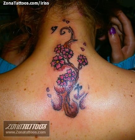 Tattoo photo Nape, Cherry blossoms, Flowers