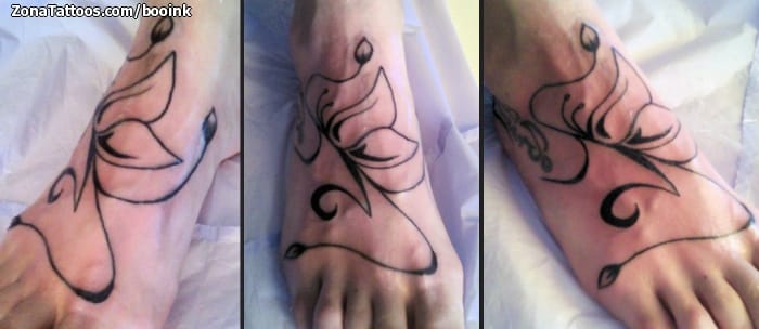 Tattoo photo Instep, Flowers