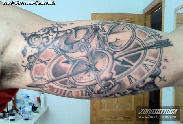Tattoo photo Clocks, Arrows, Hourglass