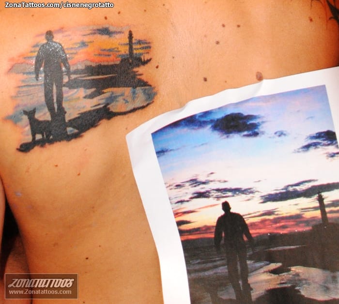 Foto de tatuaje Paisajes, Siluetas, Faros