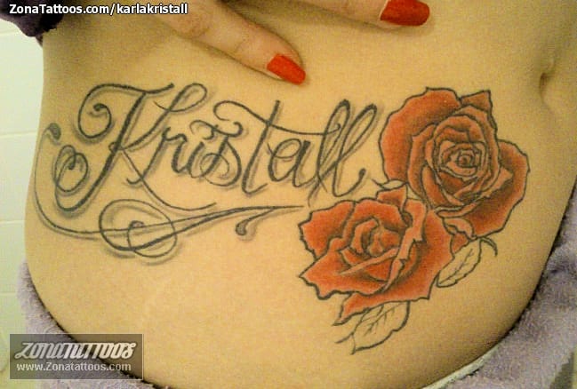 Foto de tatuaje Letras, Flores, Rosas