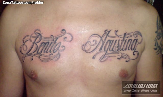 Tattoo photo Names, Letters, Chest