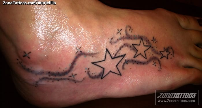 Foto de tatuaje Estrellas, Empeine