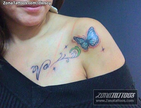 Foto de tatuaje Mariposas, Insectos, Hombro