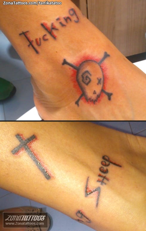 Foto de tatuaje Letras, Calaveras, Cruces