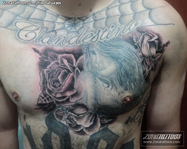 Tattoo photo Flowers, Roses, Chest