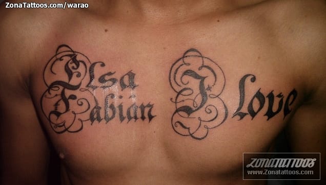 Tattoo photo Letters, Chest