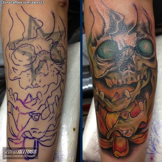 Foto de tatuaje Cover Up, Calaveras