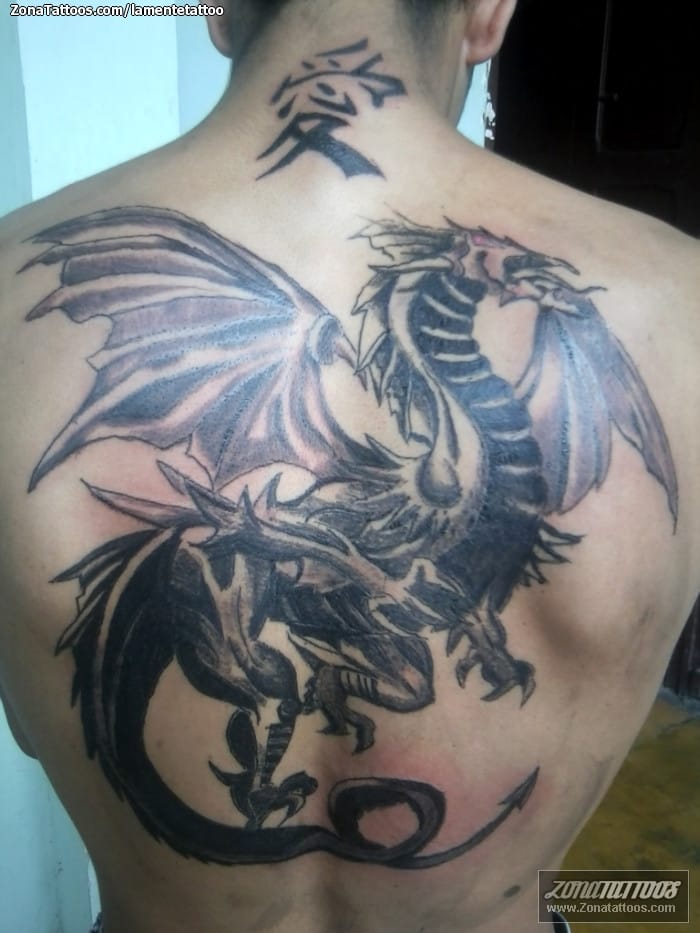 Tattoo photo Dragons, Back, Fantasy