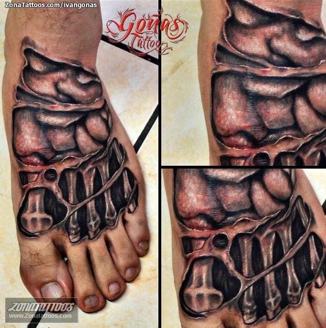 Tattoo photo Bones, Instep, Foot