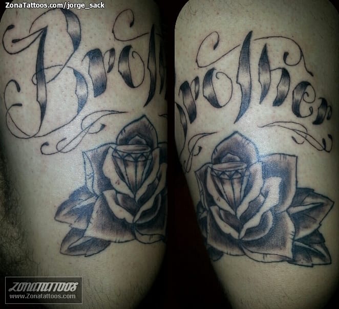 Tattoo of Flowers, Letters, Roses