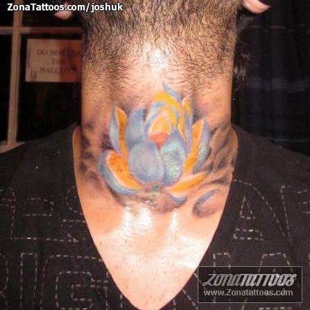 Tattoo photo Flowers, Neck, Lotus