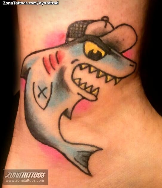 Foto de tatuaje Tiburones, Animales, Tobillo