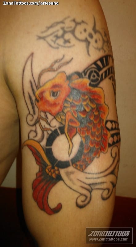 Foto de tatuaje Cover Up, Koi, Peces